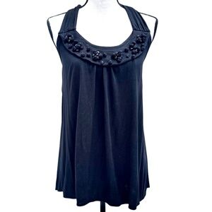 JUICY COUTURE Y2K BLACK HALTER TOP W/ RHINESTONES & KNOTS